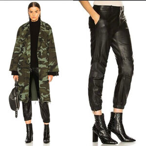 X SOLDNili Lotan Black Lambskin Leather Cropped French Military Jogger Pants - 2